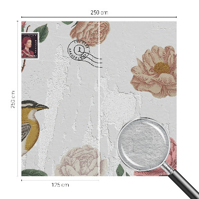Non-woven wall mural with a vintage floral design