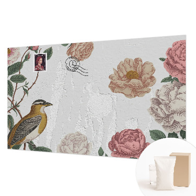 Non-woven wall mural with a vintage floral design