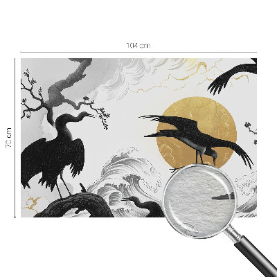 Wall mural with a black cranes design