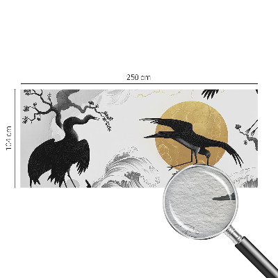 Wall mural with a black cranes design