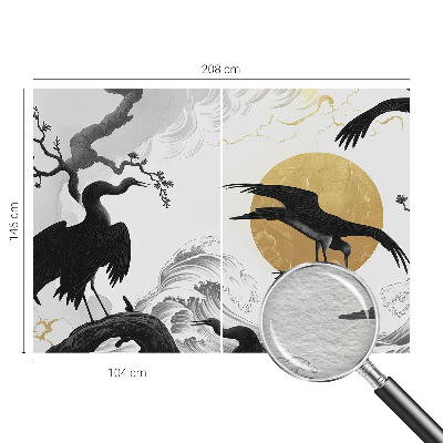 Wall mural with a black cranes design