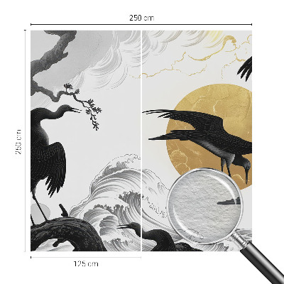 Wall mural with a black cranes design