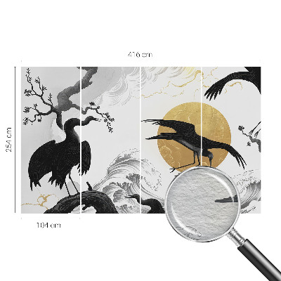 Wall mural with a black cranes design
