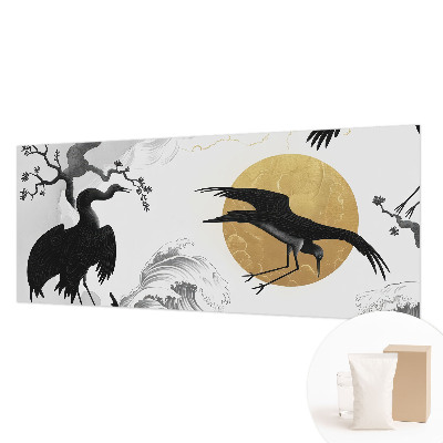 Wall mural with a black cranes design