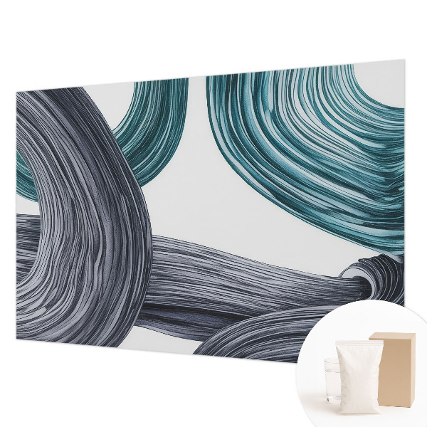 Wall mural for living room with fluid line design