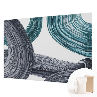 Wall mural for living room with fluid line design