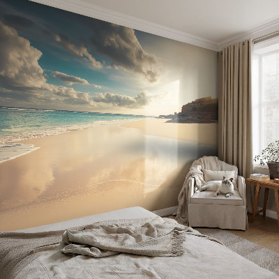 Wall mural for bedroom featuring a sunny coast scene