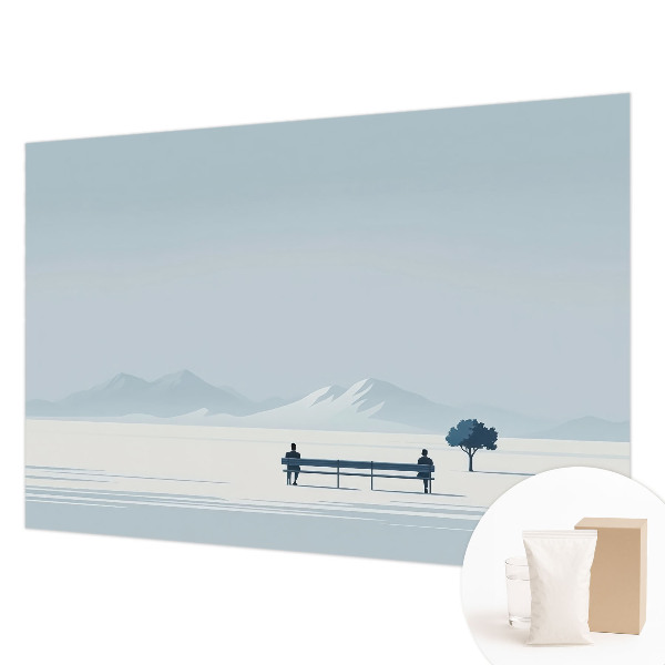 Wallpaper mural for living room featuring a minimalist landscape design