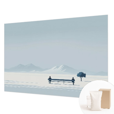 Wallpaper mural for living room featuring a minimalist landscape design