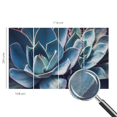 Bedroom wall mural wallpaper with a green aloe design
