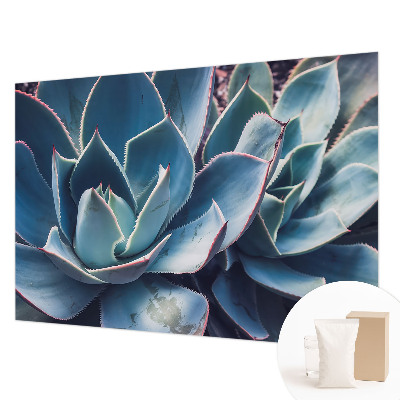 Bedroom wall mural wallpaper with a green aloe design
