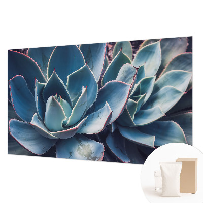 Bedroom wall mural wallpaper with a green aloe design