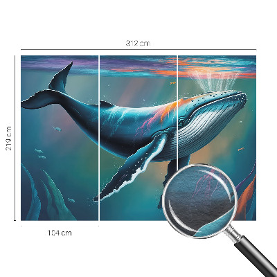Large wall mural featuring a sea giant motif