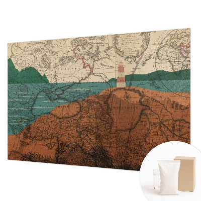 Large wallpaper mural with a historical map design