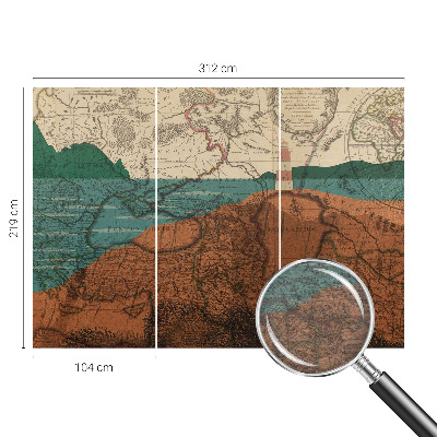 Large wallpaper mural with a historical map design