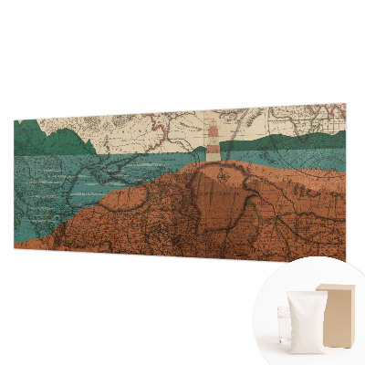Large wallpaper mural with a historical map design