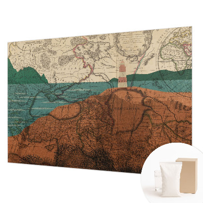 Large wallpaper mural with a historical map design