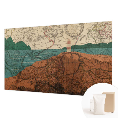 Large wallpaper mural with a historical map design