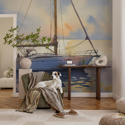 Modern wall mural featuring the sailboat 