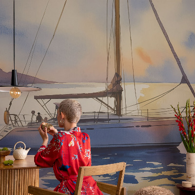 Modern wall mural featuring the sailboat 