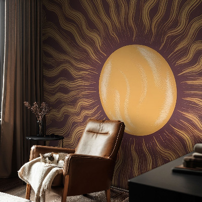 Modern wall mural for bedroom with a sun rays design