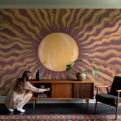 Modern wall mural for bedroom with a sun rays design