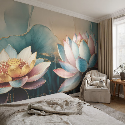 High quality wall mural wallpaper with the Lotuses of Harmony design