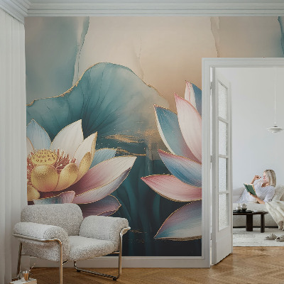 High quality wall mural wallpaper with the Lotuses of Harmony design