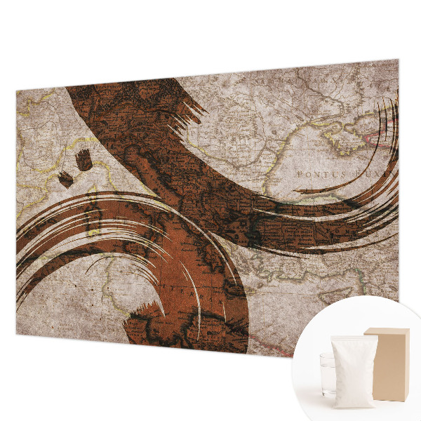 Decorative wall mural for living room with an artistic map design
