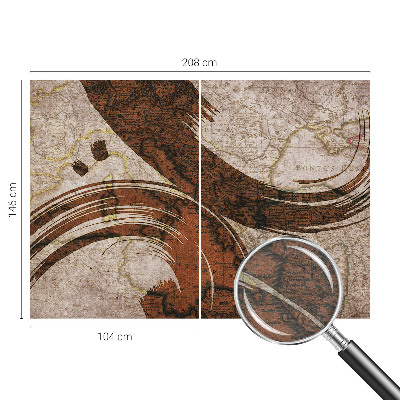 Decorative wall mural for living room with an artistic map design