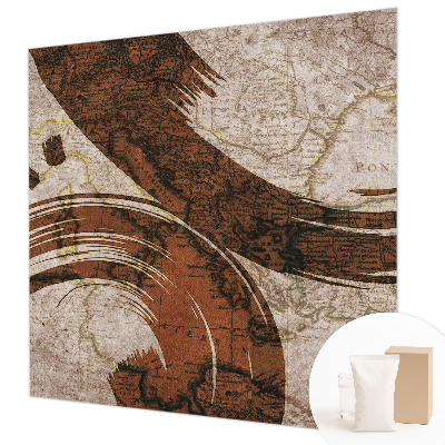 Decorative wall mural for living room with an artistic map design