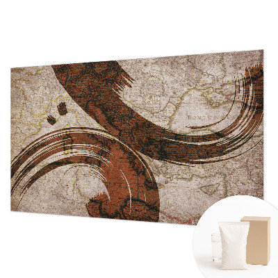 Decorative wall mural for living room with an artistic map design