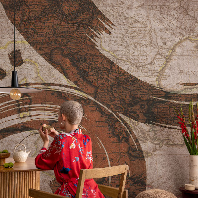 Decorative wall mural for living room Artistic map