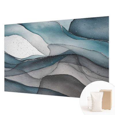 Non-woven wall mural with a colorful waves design