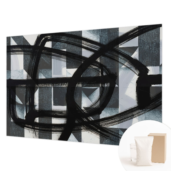 Wall mural for living room with an expressive geometric design