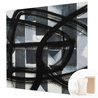 Wall mural for living room with an expressive geometric design