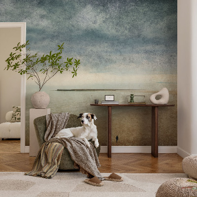 Wallpaper mural for living room with a nostalgic landscape design
