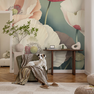 Bedroom wall mural wallpaper with a floral design