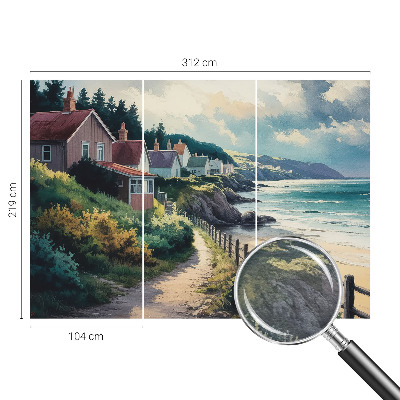 Large wall mural wallpaper featuring cliff houses