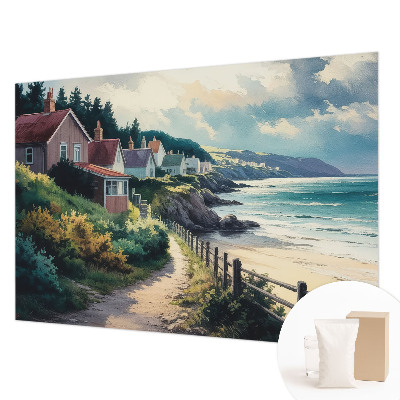 Large wall mural wallpaper featuring cliff houses