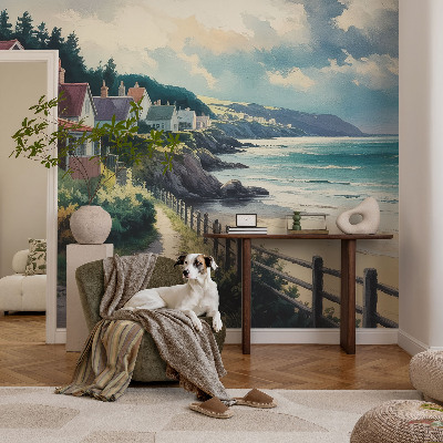 Large wall mural wallpaper featuring cliff houses