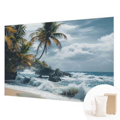 Custom size wall mural with an exotic beach design