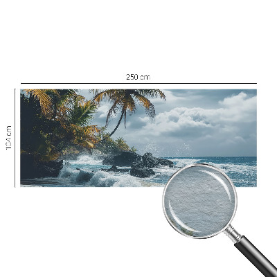Custom size wall mural with an exotic beach design