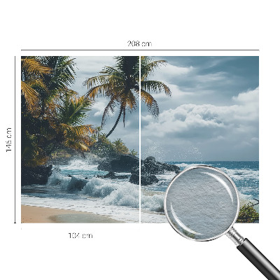 Custom size wall mural with an exotic beach design