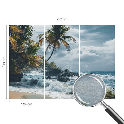 Custom size wall mural with an exotic beach design