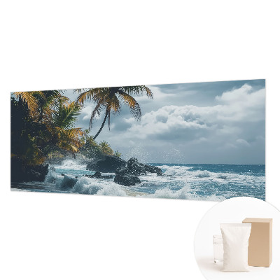 Custom size wall mural with an exotic beach design