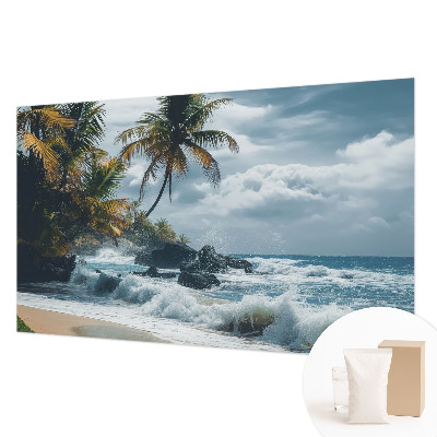 Custom size wall mural with an exotic beach design