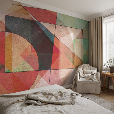 Modern wall mural for bedroom featuring a geometric abstraction design