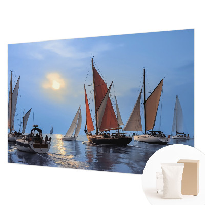 Modern wall mural for living room with a sailing adventure motif