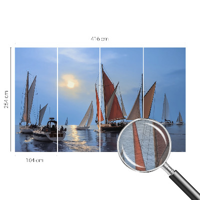 Modern wall mural for living room with a sailing adventure motif
